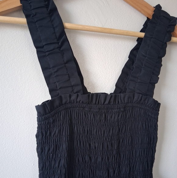 Abercrombie & Fitch Black Smocked Maxi Tiered Dress Cotton & Poly Mix - Picture 2 of 5
